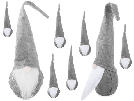 Juldekoration jultomte grå 30 cm filt/plast med böjbar luva
