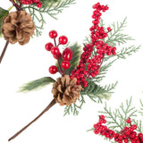 Juldekoration kvist med rönnbär och kotte, plast, höjd 28 cm