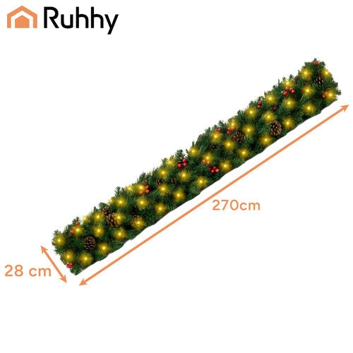 Julgransgirlang 270 cm med 50 LED varmvitt, batteridriven
