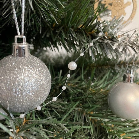 Julgransgirlang med pärlor 5 m pärlvit