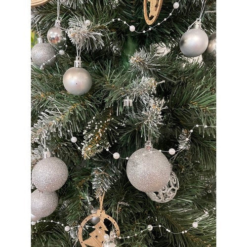 Julgransgirlang med pärlor 5 m pärlvit