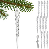 Julgranshängande istappar i akryl 13 cm 12-pack transparenta