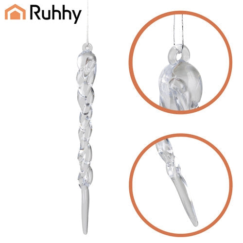 Julgranshängande istappar i akryl 13 cm 12-pack transparenta