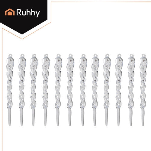 Julgranshängande istappar i akryl 13 cm 12-pack transparenta