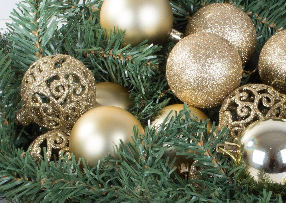 Julgranskulor plast guld 100-pack med stjärna 30-60 mm