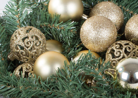 Julgranskulor plast guld 100-pack med stjärna 30-60 mm