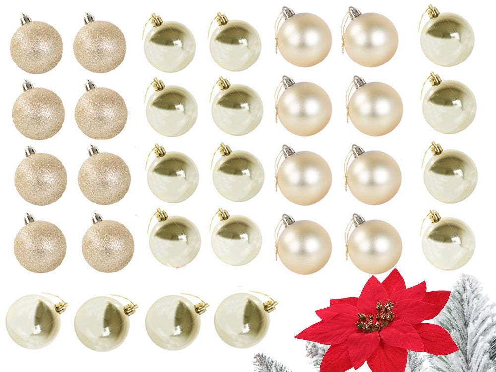 Julgranskulor plast guld 100-pack med stjärna 30-60 mm