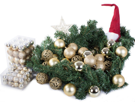 Julgranskulor plast guld 100-pack med stjärna 30-60 mm