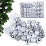 Julgranskulor plast silver 100-pack med Bethlehemstjärna 30-60 mm