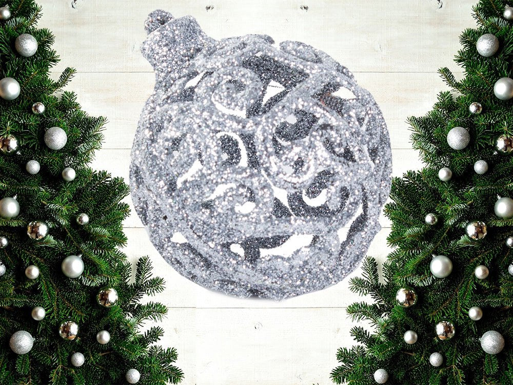 Julgranskulor plast silver 100-pack med Bethlehemstjärna 30-60 mm