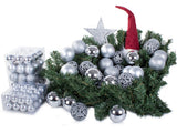 Julgranskulor plast silver 100-pack med Bethlehemstjärna 30-60 mm
