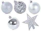 Julgranskulor plast silver 100-pack med Bethlehemstjärna 30-60 mm