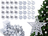 Julgranskulor plast silver 100-pack med Bethlehemstjärna 30-60 mm