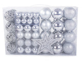 Julgranskulor plast silver 100-pack med Bethlehemstjärna 30-60 mm