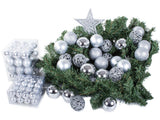 Julgranskulor plast silver 100-pack med Bethlehemstjärna 30-60 mm
