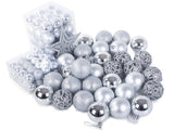 Julgranskulor plast silver 100-pack med Bethlehemstjärna 30-60 mm