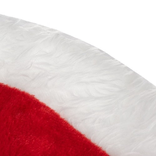Julgransmatta plysch 90 cm röd/vit/guld i polyester