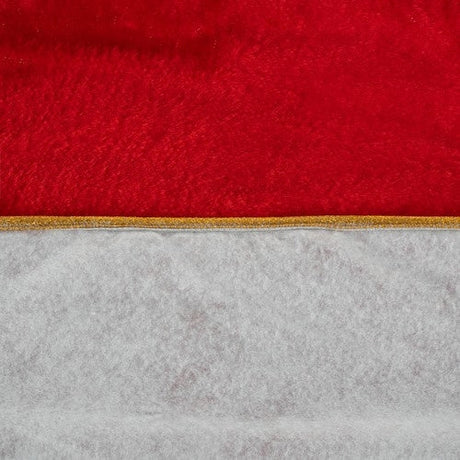 Julgransmatta plysch 90 cm röd/vit/guld i polyester