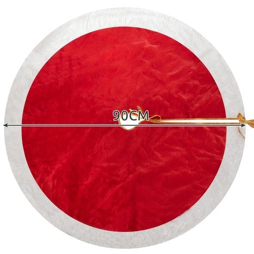 Julgransmatta plysch 90 cm röd/vit/guld i polyester