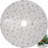 Julgransmatta vit/silver 90 cm polyester med stjärnor och snöflingor