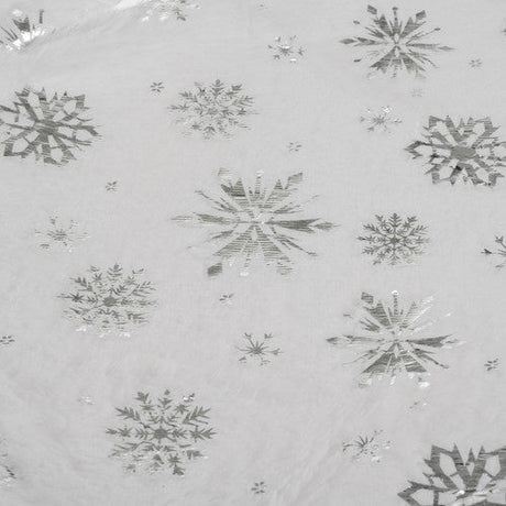 Julgransmatta vit/silver 90 cm polyester med stjärnor och snöflingor