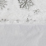Julgransmatta vit/silver 90 cm polyester med stjärnor och snöflingor