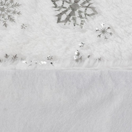 Julgransmatta vit/silver 90 cm polyester med stjärnor och snöflingor