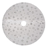 Julgransmatta vit/silver 90 cm polyester med stjärnor och snöflingor