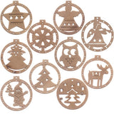 Julgranspynt i trä 10-pack 6,4–6,9 cm med hampasnöre brun/beige