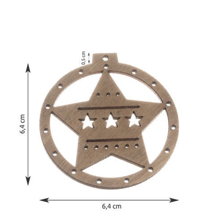 Julgranspynt i trä 10-pack 6,4–6,9 cm med hampasnöre brun/beige