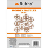 Julgranspynt i trä 10-pack 6,4–6,9 cm med hampasnöre brun/beige