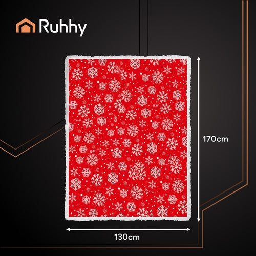 Julpläd 130x170 cm dubbelsidig snöflinga lammpäls vit/röd