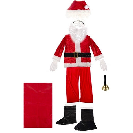 Jultomtedräkt herr 13-delars set velour med skägg peruk säck