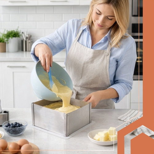 Justerbar bakform utan botten rostfritt stål 15 cm 20-38x24-45 cm