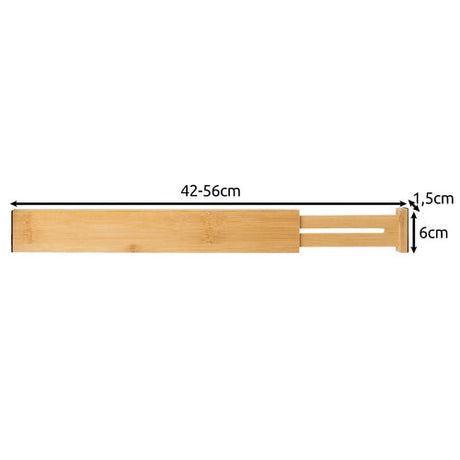 Justerbar lådorganisatör i bambu 4-pack teleskopiska avdelare 42-56 cm