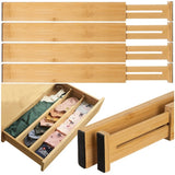 Justerbar lådorganisatör i bambu 4-pack teleskopiska avdelare 42-56 cm