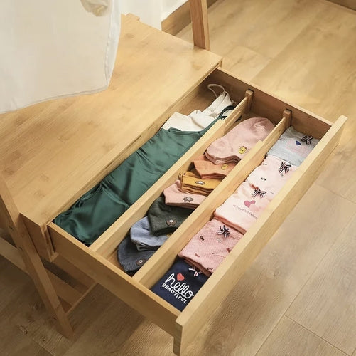 Justerbar lådorganisatör i bambu 4-pack teleskopiska avdelare 42-56 cm