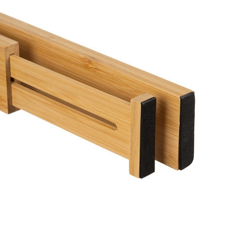 Justerbar lådorganisatör i bambu 4-pack teleskopiska avdelare 42-56 cm