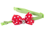 Justerbart katt- och hundhalsband 24–34 cm med bjällra rosett