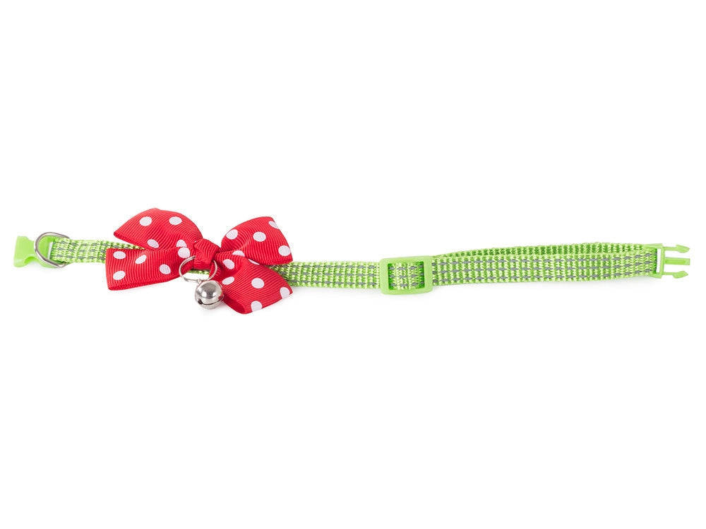 Justerbart katt- och hundhalsband 24–34 cm med bjällra rosett