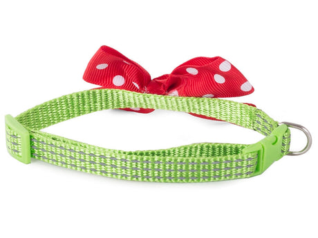 Justerbart katt- och hundhalsband 24–34 cm med bjällra rosett