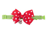 Justerbart katt- och hundhalsband 24–34 cm med bjällra rosett