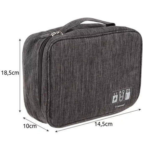 Kabelorganisatör väska vattentålig 9 fickor grå 25x20x10 cm