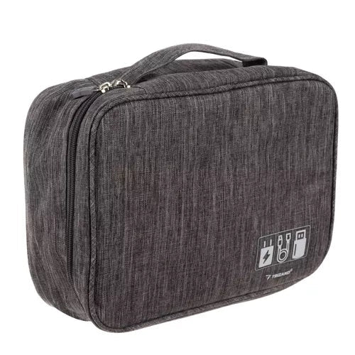 Kabelorganisatör väska vattentålig 9 fickor grå 25x20x10 cm