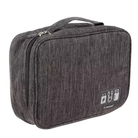Kabelorganisatör väska vattentålig 9 fickor grå 25x20x10 cm
