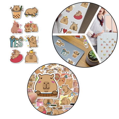 Kapybara klistermärken 100-pack matta stickers för pyssel och dekoration