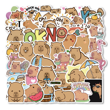 Kapybara klistermärken 100-pack matta stickers för pyssel och dekoration