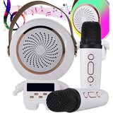 Karaokeanläggning Bluetooth-högtalare med LED och 2 trådlösa mikrofoner