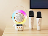 Karaokeanläggning Bluetooth-högtalare med LED och 2 trådlösa mikrofoner