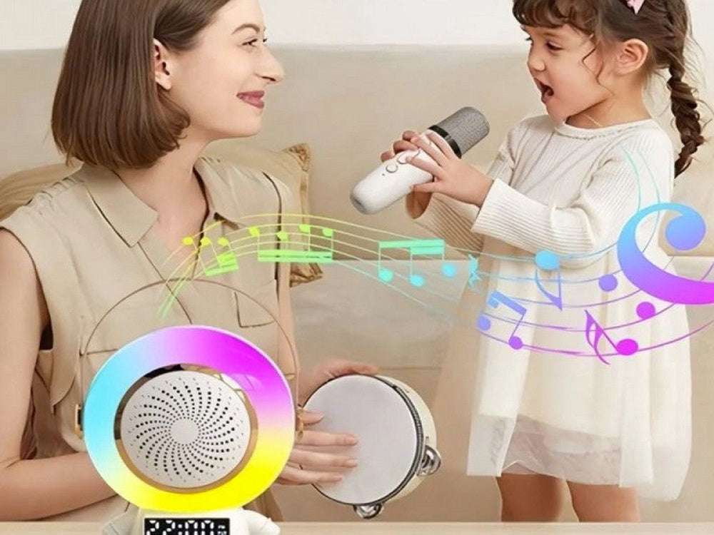 Karaokeanläggning Bluetooth-högtalare med LED och 2 trådlösa mikrofoner